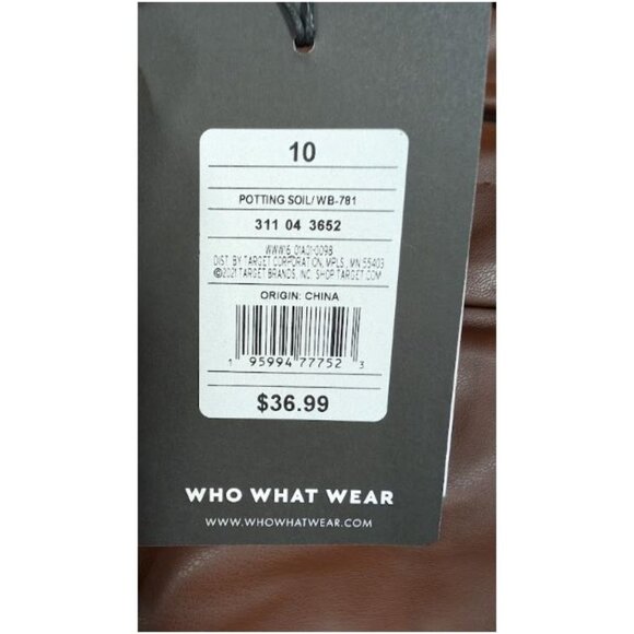 Who What Wear Women's Mid-Rise Straight Leg Trousers Dark Brown 10 - Picture 3 of 3